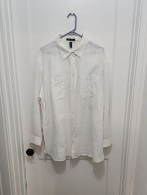 Lauren Ralph Lauren White Linen Button Down Shirt Size 3X
